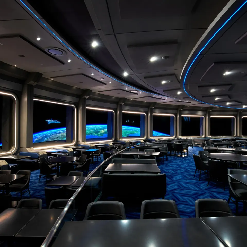 Salão do Space 220 Restaurant com tema espacial no EPCOT